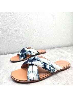 Madewell Tie Dye Slides Quilted Fabric Slip On Beach Summer Flat Sandals Sz 8.5